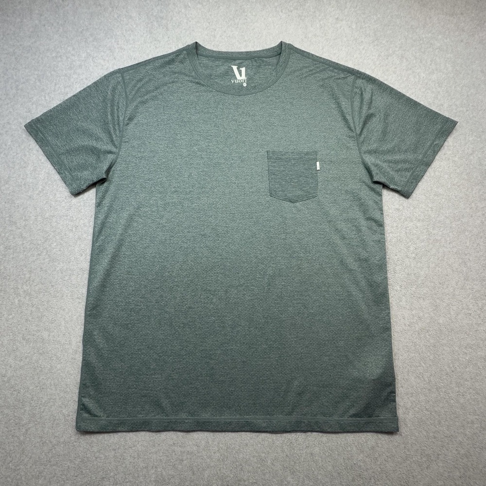 Vuori Tradewind Performance Tee Shirt 2 Mens XXL Green Short Sleeve Pocket